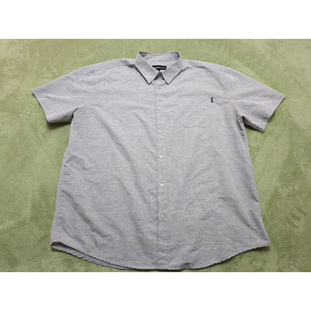 Molokai Surf Co. Button Up Shirt Mens  2XL Gray Short Sleeve Cotton Blend